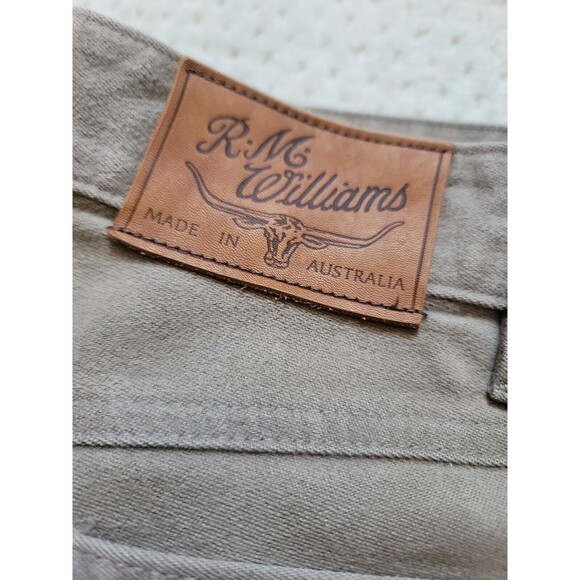 RM Williams Denim Australia Made Jeans Pants Mens 42R Straight Khaki Brown - Picture 4 of 8